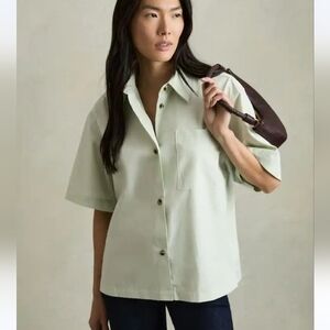 Reiss Jordan Cotton Short-Sleeve Shirt in Green
